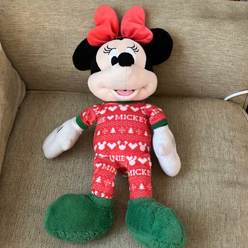 Disney Minnie Mouse plush in Mickey pajamas